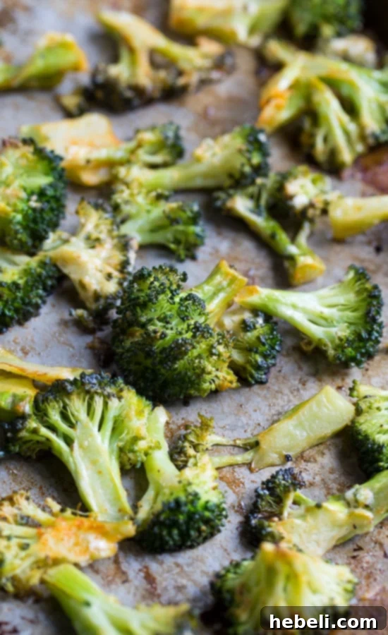 Close-up of Spicy Roasted Broccoli served in a bowl