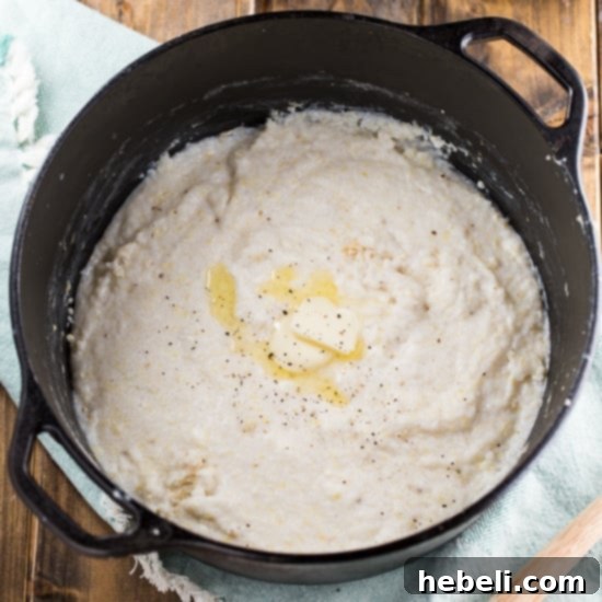 Cream Cheese Grits - super rich and creamy, perfect for any southern breakfast.