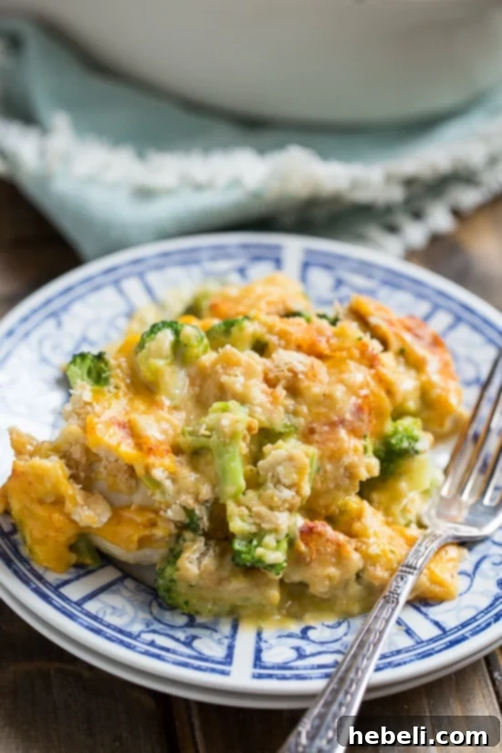 Assembling the Broccoli Cheddar Chicken Casserole Layers