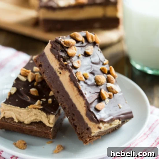 Decadent Triple Layer Chocolate Peanut Butter Bars