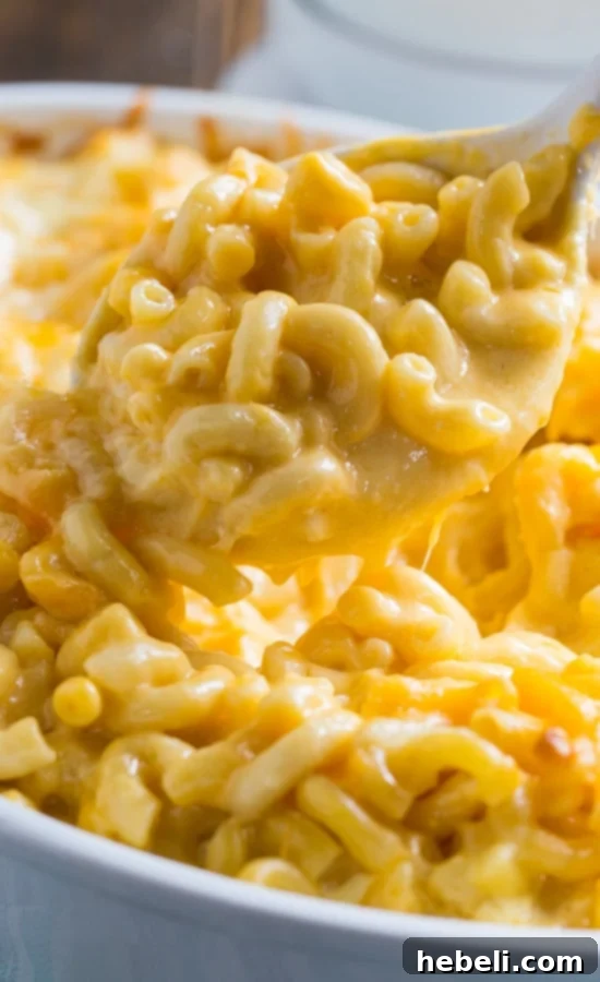 Silken Mac and Cheese 5 Another enticing view of Super Creamy Mac and Cheese, rich with cheddar, Monterey Jack, and Velveeta, ready to be enjoyed.