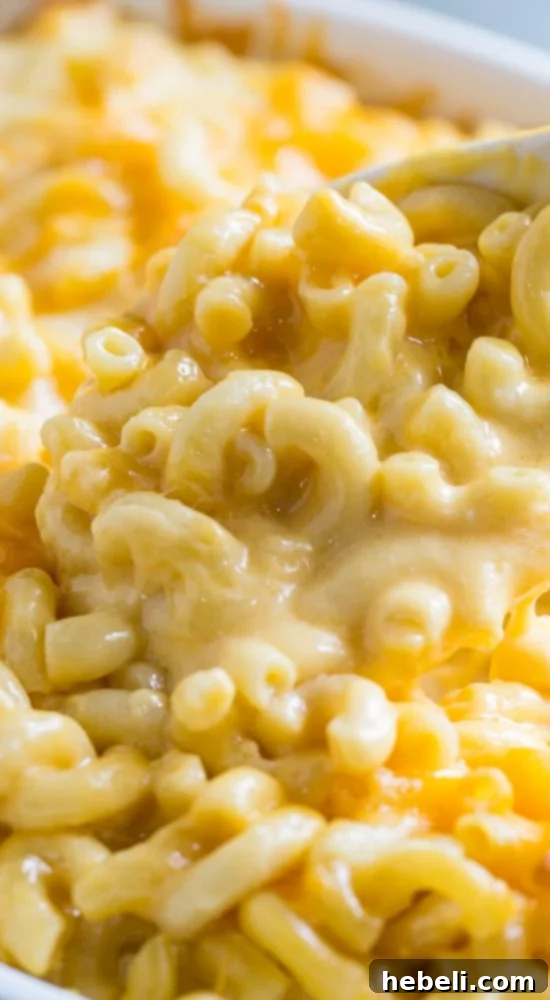 Silken Mac and Cheese 6 A close-up shot of the finished Super Creamy Mac and Cheese, showcasing the golden-brown crust and bubbling cheese, inviting a taste.