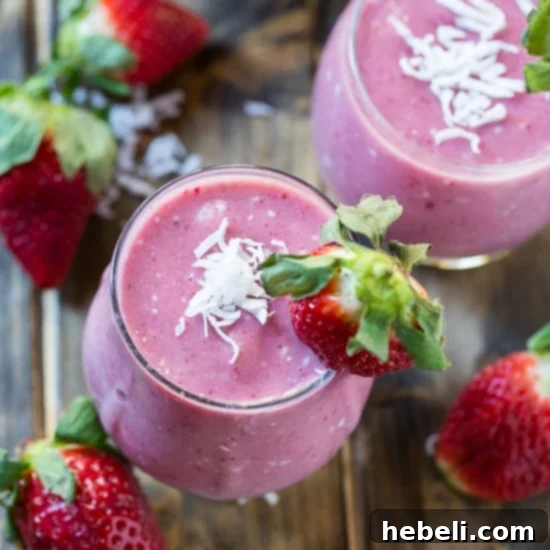 Another view of the Strawberry Coconut Smoothie