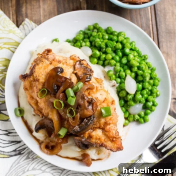 Southern Fried Chicken Breasts with Cremini Sweet Onion Gravy