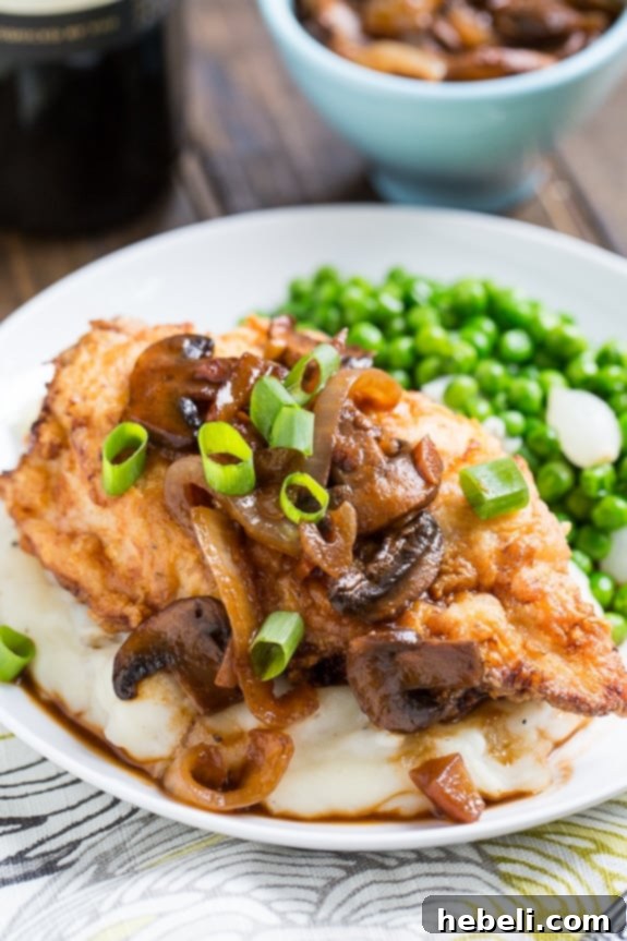 Southern Fried Chicken Breasts with Cremini Sweet Onion Gravy