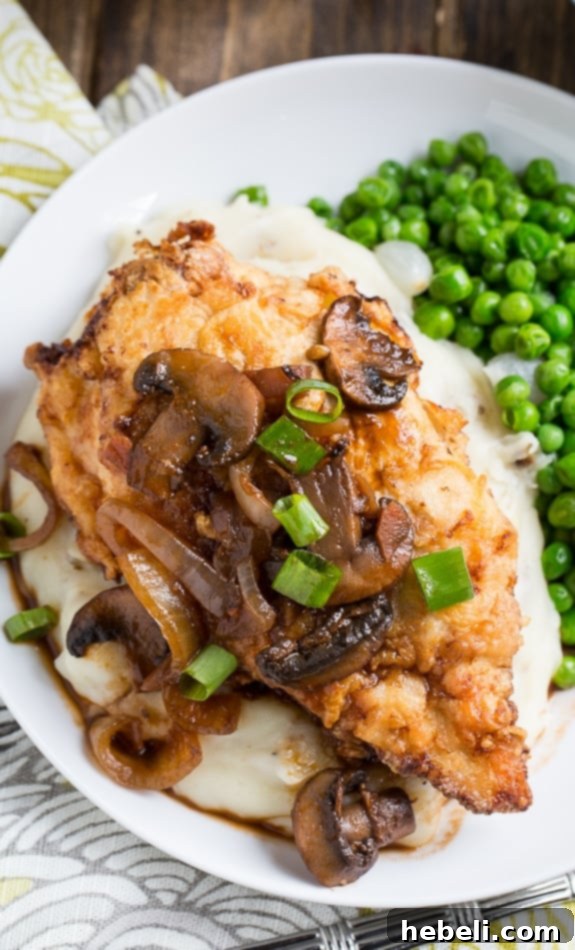 Southern Fried Chicken Breasts with Cremini Sweet Onion Gravy