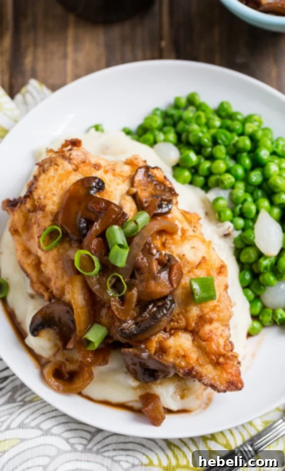 Southern Fried Chicken Breasts with Cremini Sweet Onion Gravy