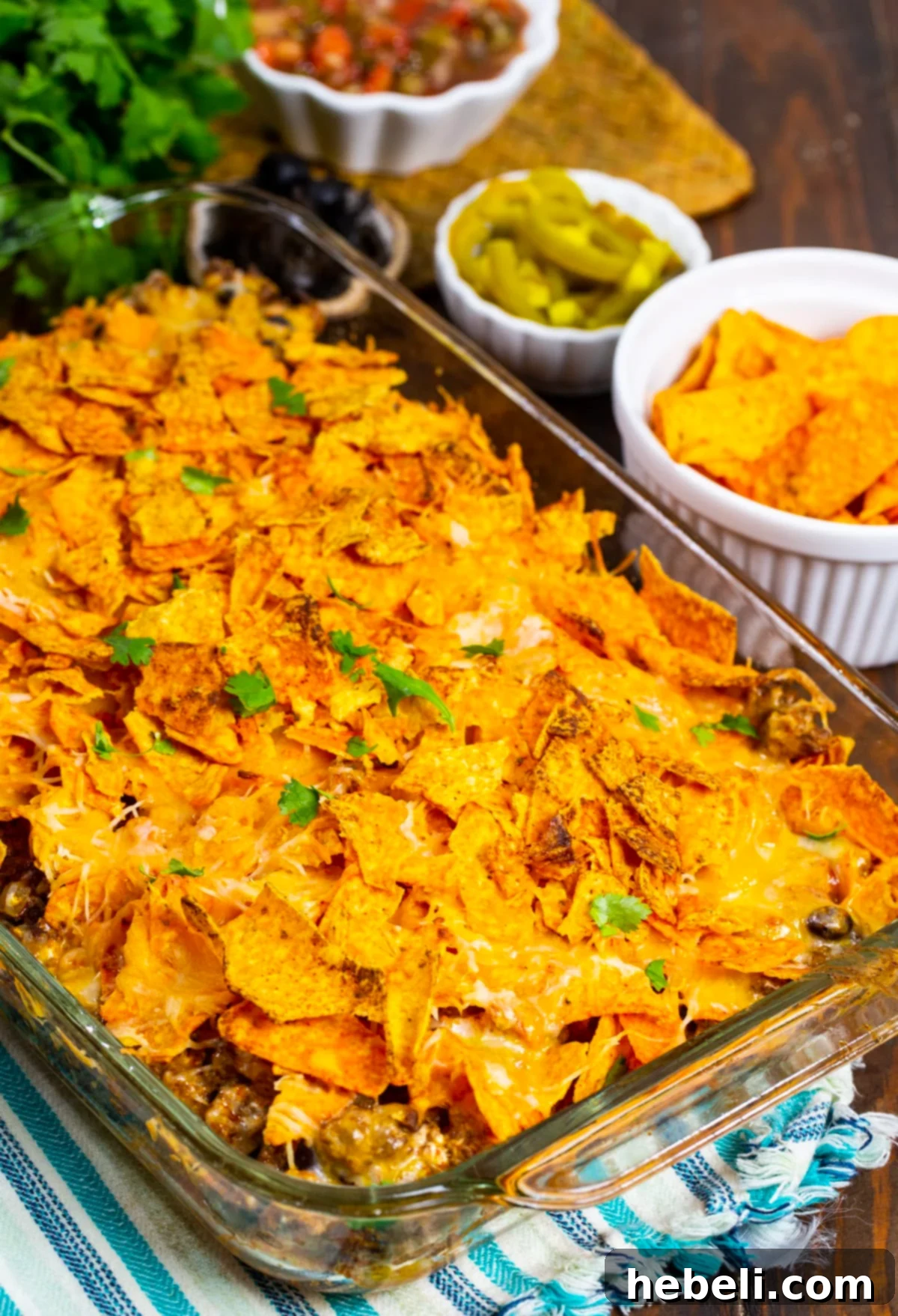 Dorito Casserole in baking dish
