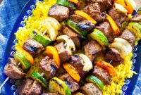 Garlic Marinated Beef Shish Kabobs on the Grill