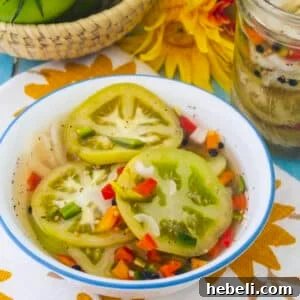 Pickled green tomatoes jar