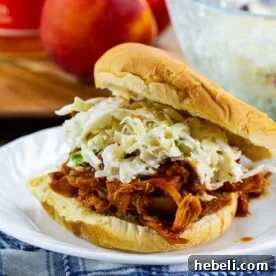 Slow Cooker BBQ Peach Pulled Chicken