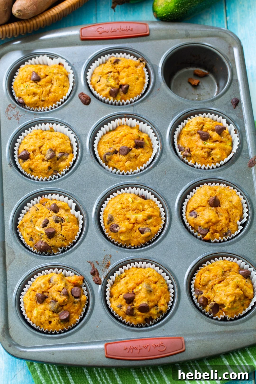 Muffins in a muffin tin.