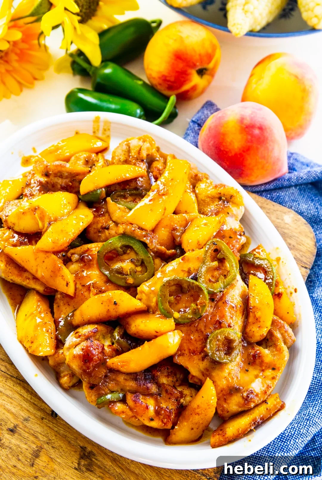 Jalapeno Peach Chicken on a serving platter.