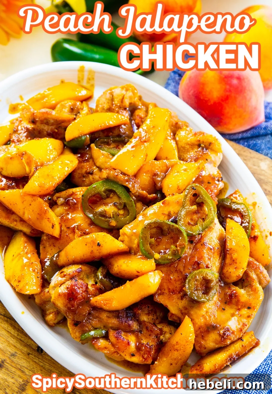 Peach Jalapeno Chicken on a serving plate.