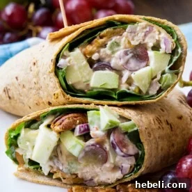Chicken Salad Wrap with Apples, Grapes, and Spicy Pecans