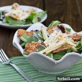 Mixed Green Salad with Apple and Almond Brittle