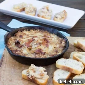 Hot Caramelized Onion Dip with Bacon and Gruyere