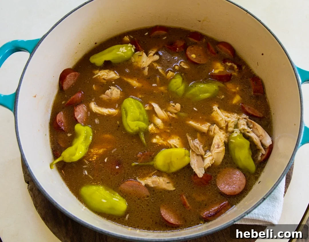 All the ingredients added to Dutch oven.