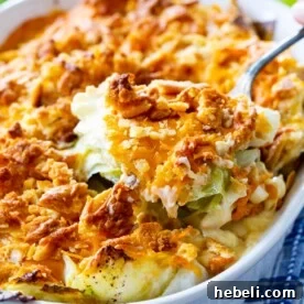 Old-Fashioned Cabbage Casserole in a baking dish.